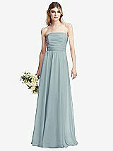 Alt View 1 Thumbnail - Morning Sky Shirred Bodice Strapless Chiffon Maxi Dress with Optional Straps