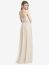 Rear View Thumbnail - Oat Shirred Bodice Strapless Chiffon Maxi Dress with Optional Straps