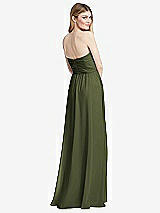 Rear View Thumbnail - Olive Green Shirred Bodice Strapless Chiffon Maxi Dress with Optional Straps