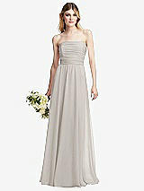 Alt View 1 Thumbnail - Oyster Shirred Bodice Strapless Chiffon Maxi Dress with Optional Straps