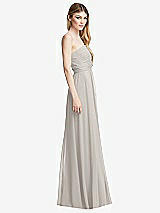 Side View Thumbnail - Oyster Shirred Bodice Strapless Chiffon Maxi Dress with Optional Straps