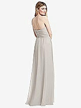 Rear View Thumbnail - Oyster Shirred Bodice Strapless Chiffon Maxi Dress with Optional Straps