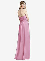 Rear View Thumbnail - Powder Pink Shirred Bodice Strapless Chiffon Maxi Dress with Optional Straps
