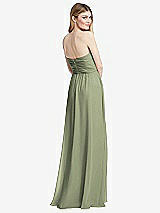 Rear View Thumbnail - Sage Shirred Bodice Strapless Chiffon Maxi Dress with Optional Straps