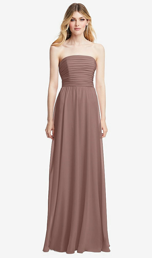 Front View - Sienna Shirred Bodice Strapless Chiffon Maxi Dress with Optional Straps
