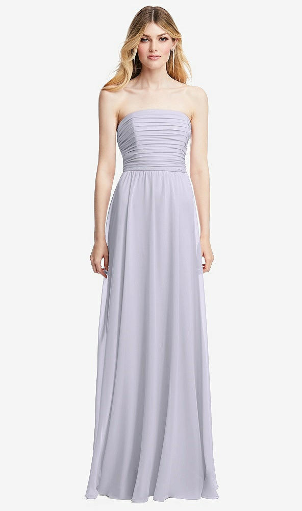 Front View - Silver Dove Shirred Bodice Strapless Chiffon Maxi Dress with Optional Straps