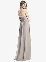 Rear View Thumbnail - Taupe Shirred Bodice Strapless Chiffon Maxi Dress with Optional Straps