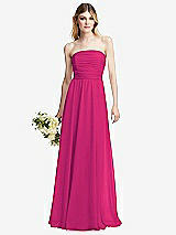 Alt View 1 Thumbnail - Think Pink Shirred Bodice Strapless Chiffon Maxi Dress with Optional Straps