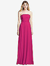 Front View Thumbnail - Think Pink Shirred Bodice Strapless Chiffon Maxi Dress with Optional Straps