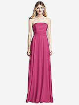 Front View Thumbnail - Tea Rose Shirred Bodice Strapless Chiffon Maxi Dress with Optional Straps