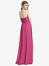 Rear View Thumbnail - Tea Rose Shirred Bodice Strapless Chiffon Maxi Dress with Optional Straps