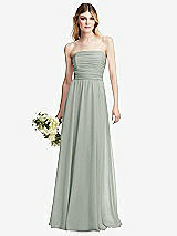Alt View 1 Thumbnail - Willow Green Shirred Bodice Strapless Chiffon Maxi Dress with Optional Straps