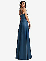 Rear View Thumbnail - Dusk Blue Bustier A-Line Maxi Dress with Adjustable Spaghetti Straps