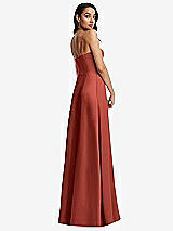 Rear View Thumbnail - Amber Sunset Bustier A-Line Maxi Dress with Adjustable Spaghetti Straps