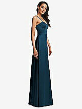 Side View Thumbnail - Atlantic Blue Bustier A-Line Maxi Dress with Adjustable Spaghetti Straps