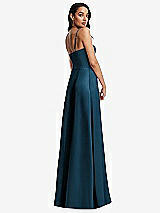 Rear View Thumbnail - Atlantic Blue Bustier A-Line Maxi Dress with Adjustable Spaghetti Straps