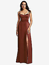 Front View Thumbnail - Auburn Moon Bustier A-Line Maxi Dress with Adjustable Spaghetti Straps