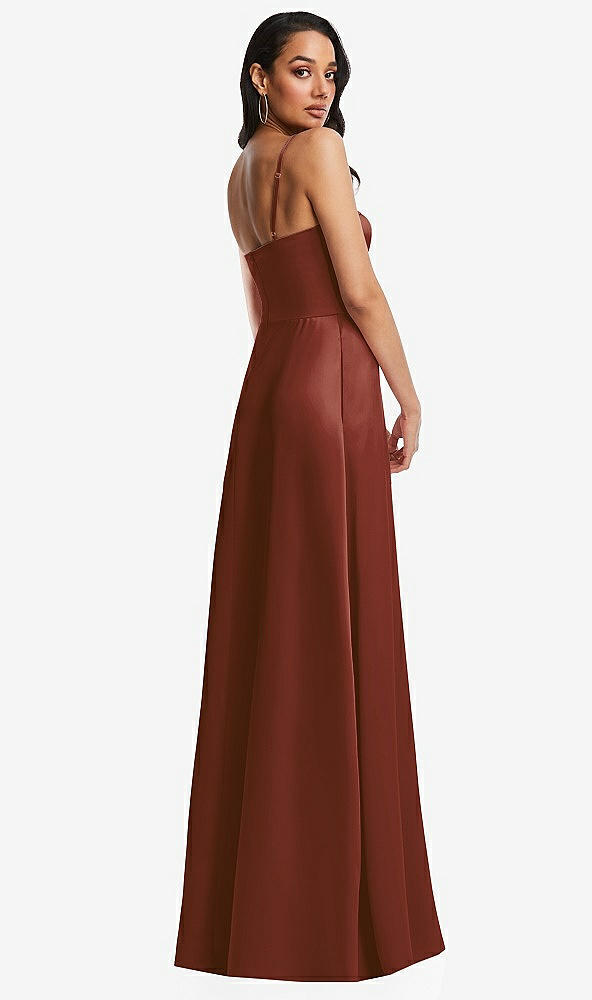 Back View - Auburn Moon Bustier A-Line Maxi Dress with Adjustable Spaghetti Straps