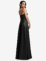 Rear View Thumbnail - Black Bustier A-Line Maxi Dress with Adjustable Spaghetti Straps
