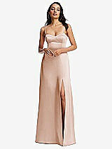 Alt View 1 Thumbnail - Cameo Bustier A-Line Maxi Dress with Adjustable Spaghetti Straps
