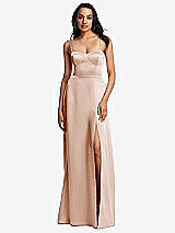 Front View Thumbnail - Cameo Bustier A-Line Maxi Dress with Adjustable Spaghetti Straps