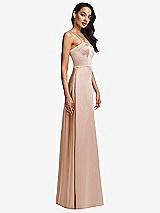 Side View Thumbnail - Cameo Bustier A-Line Maxi Dress with Adjustable Spaghetti Straps