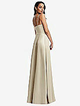Rear View Thumbnail - Champagne Bustier A-Line Maxi Dress with Adjustable Spaghetti Straps
