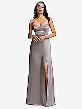 Alt View 1 Thumbnail - Cashmere Gray Bustier A-Line Maxi Dress with Adjustable Spaghetti Straps