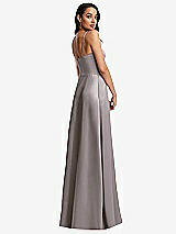 Rear View Thumbnail - Cashmere Gray Bustier A-Line Maxi Dress with Adjustable Spaghetti Straps