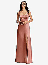 Alt View 1 Thumbnail - Desert Rose Bustier A-Line Maxi Dress with Adjustable Spaghetti Straps