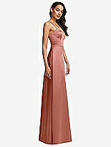 Side View Thumbnail - Desert Rose Bustier A-Line Maxi Dress with Adjustable Spaghetti Straps