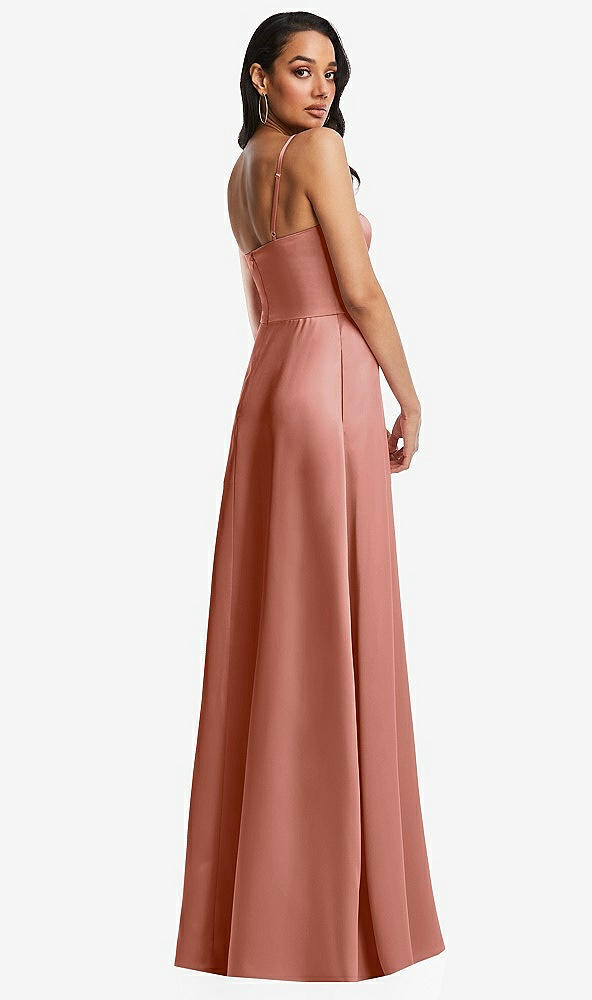 Back View - Desert Rose Bustier A-Line Maxi Dress with Adjustable Spaghetti Straps