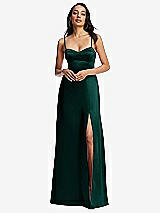 Alt View 1 Thumbnail - Evergreen Bustier A-Line Maxi Dress with Adjustable Spaghetti Straps