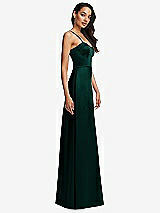 Side View Thumbnail - Evergreen Bustier A-Line Maxi Dress with Adjustable Spaghetti Straps