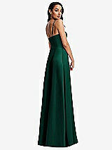 Rear View Thumbnail - Hunter Green Bustier A-Line Maxi Dress with Adjustable Spaghetti Straps