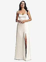 Alt View 1 Thumbnail - Ivory Bustier A-Line Maxi Dress with Adjustable Spaghetti Straps