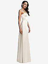 Side View Thumbnail - Ivory Bustier A-Line Maxi Dress with Adjustable Spaghetti Straps