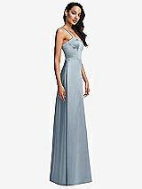 Side View Thumbnail - Mist Bustier A-Line Maxi Dress with Adjustable Spaghetti Straps