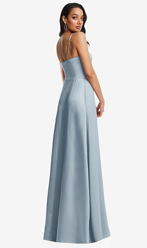 Back View - Mist Bustier A-Line Maxi Dress with Adjustable Spaghetti Straps