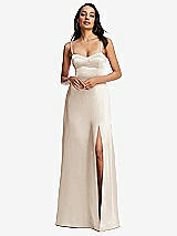 Alt View 1 Thumbnail - Oat Bustier A-Line Maxi Dress with Adjustable Spaghetti Straps