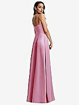 Rear View Thumbnail - Powder Pink Bustier A-Line Maxi Dress with Adjustable Spaghetti Straps