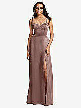 Front View Thumbnail - Sienna Bustier A-Line Maxi Dress with Adjustable Spaghetti Straps