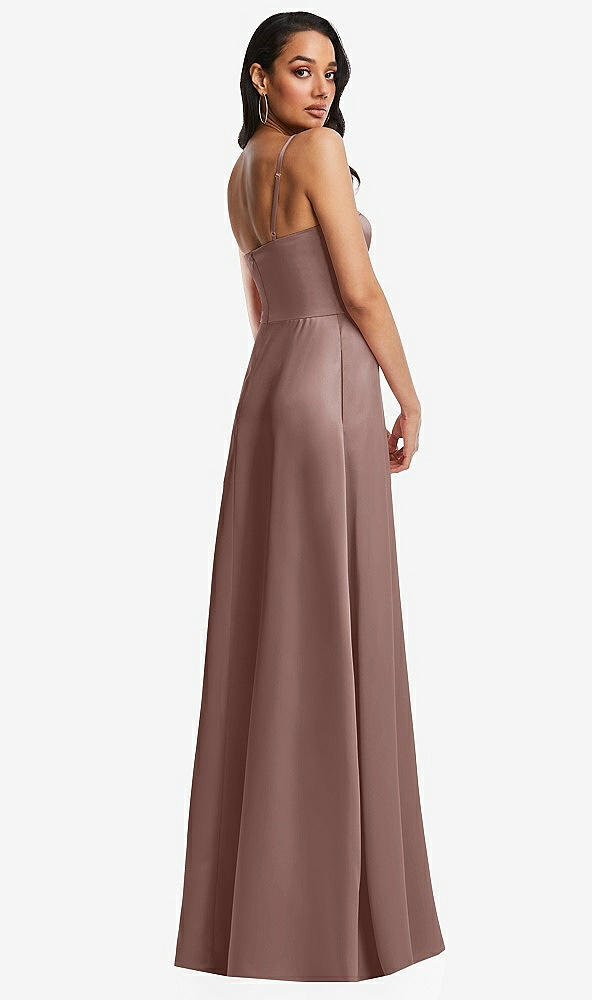 Back View - Sienna Bustier A-Line Maxi Dress with Adjustable Spaghetti Straps