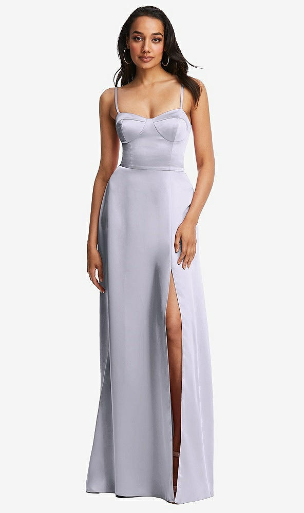 Front View - Silver Dove Bustier A-Line Maxi Dress with Adjustable Spaghetti Straps