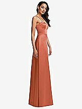 Side View Thumbnail - Terracotta Copper Bustier A-Line Maxi Dress with Adjustable Spaghetti Straps