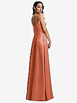 Rear View Thumbnail - Terracotta Copper Bustier A-Line Maxi Dress with Adjustable Spaghetti Straps