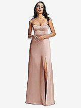 Alt View 1 Thumbnail - Toasted Sugar Bustier A-Line Maxi Dress with Adjustable Spaghetti Straps