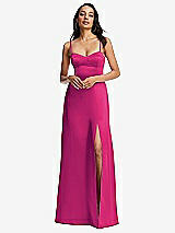 Alt View 1 Thumbnail - Think Pink Bustier A-Line Maxi Dress with Adjustable Spaghetti Straps