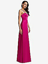 Side View Thumbnail - Think Pink Bustier A-Line Maxi Dress with Adjustable Spaghetti Straps
