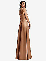 Rear View Thumbnail - Toffee Bustier A-Line Maxi Dress with Adjustable Spaghetti Straps